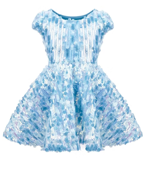 SEQUINS CONCERT QUEEN DRESS BLUE SIZE 5-6