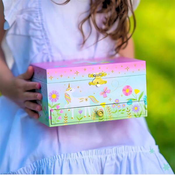 MUSICAL JEWELRY BOX FLORAL UNICORN