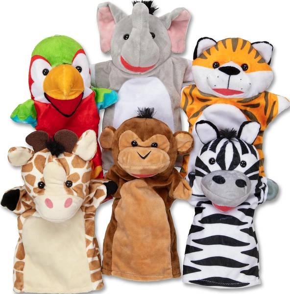 SAFARI BUDDIES HAND PUPPETS SET OF 6