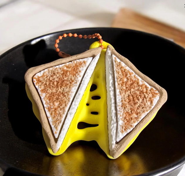GRILLED CHEESE 2 BUTTON CLICKER KEYCHAIN