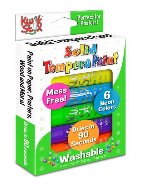 KWIK STIX SOLID TEMPRA PAINT NEON 6PK