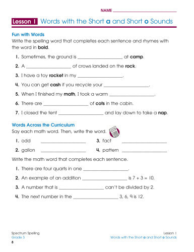 SPECTRUM COMMON CORE SPELLING GRADE 3