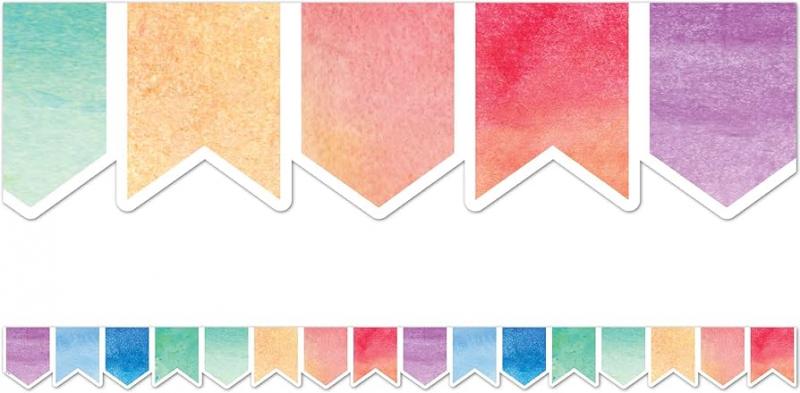 BORDER: WATERCOLOR PENNANTS DIE-CUT