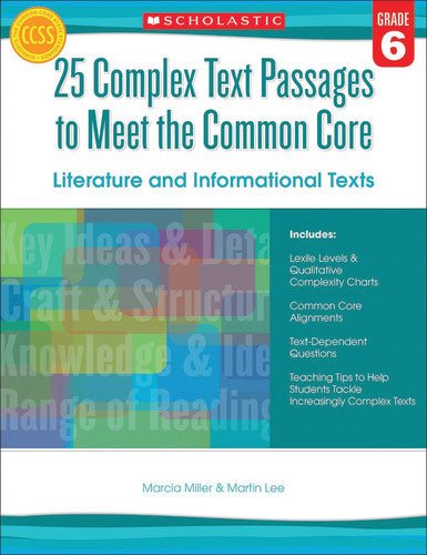 (SALE) 25 COMPLEX TEXT PASSAGES TO MEET THE COMMON CORE GRADE 6