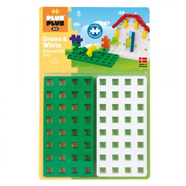 PLUS PLUS BIG GREEN & WHITE BASEPLATE DUO