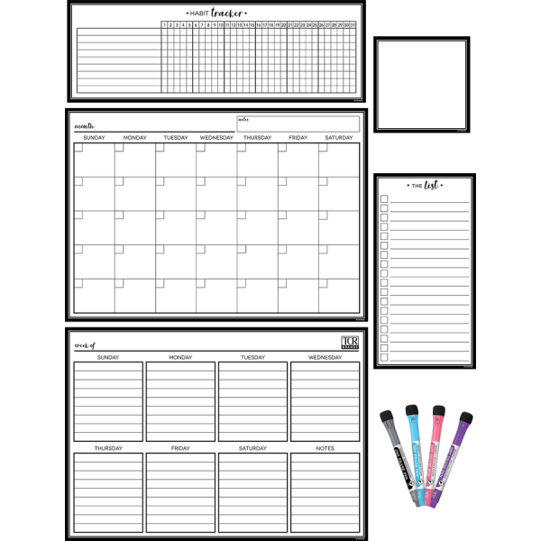 CALENDAR SET: DRY-ERASE MAGNETIC BLACK & WHITE