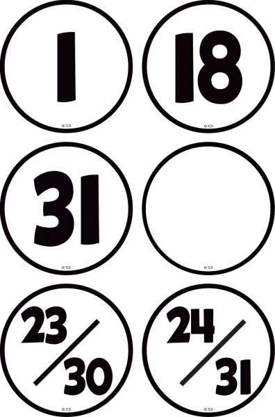 CALENDAR DAYS: BLACK & WHITE