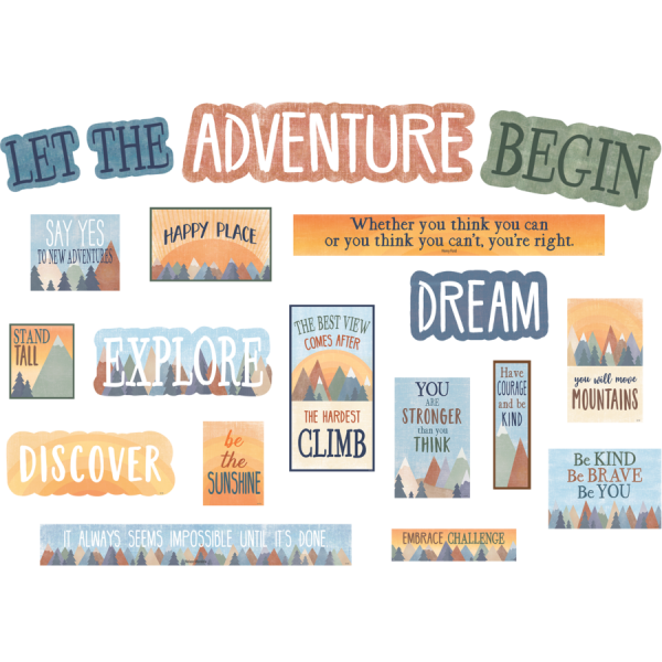 MINI BULLETIN BOARD SET: MOVING MOUNTAINS LET THE ADVENTURE BEGIN