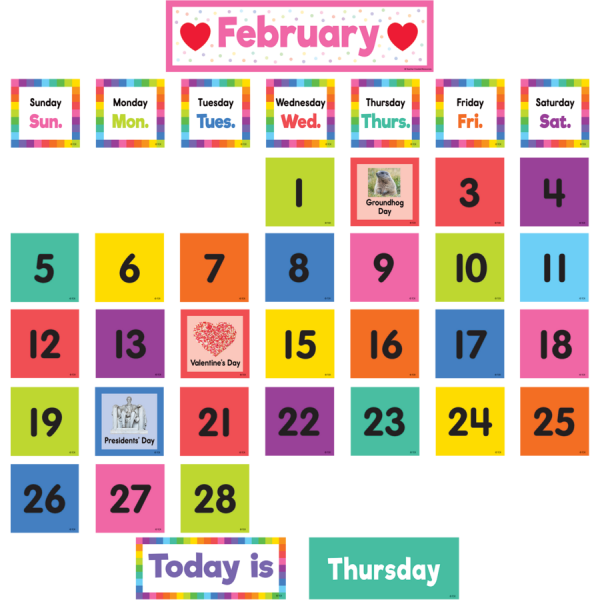 POCKET CHART CARDS: COLORFUL CALENDAR