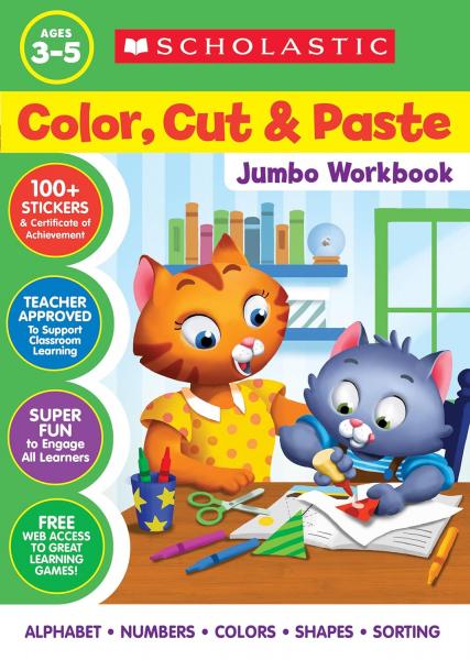 COLOR, CUT & PASTE JUMBO WORKBOOK