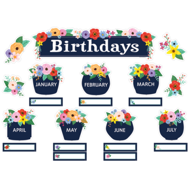 MINI BULLETIN BOARD SET: WILDFLOWERS BIRTHDAYS
