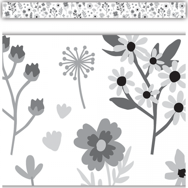 BORDER: BLACK AND WHITE FLORAL