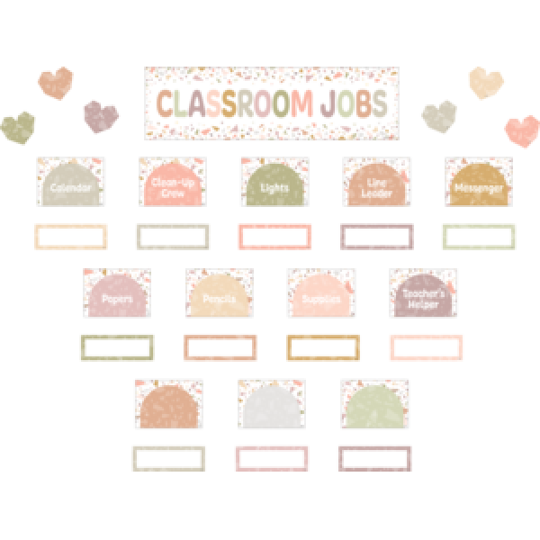 MINI BULLETIN BOARD SET: TERRAZZO TONES CLASSROOM JOBS – Launching Success