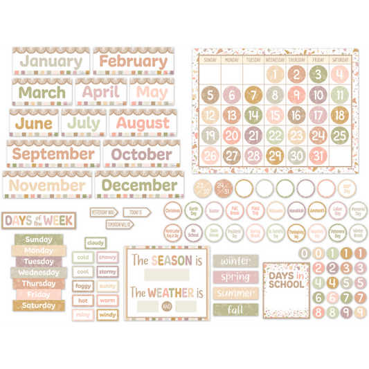 BULLETIN BOARD SET: TERRAZZO TONES CALENDAR