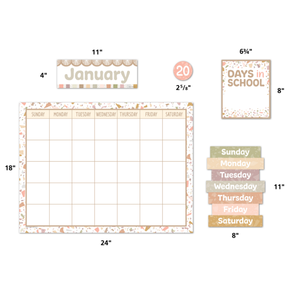 BULLETIN BOARD SET: TERRAZZO TONES CALENDAR