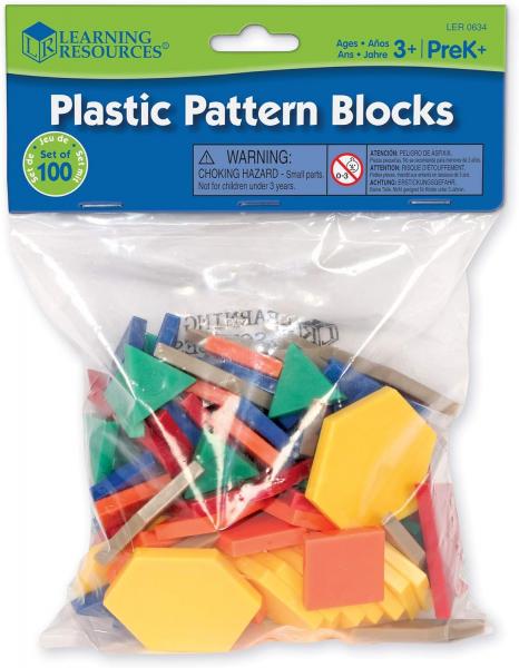 PLASTIC PATTERN BLOCKS SET OF 100