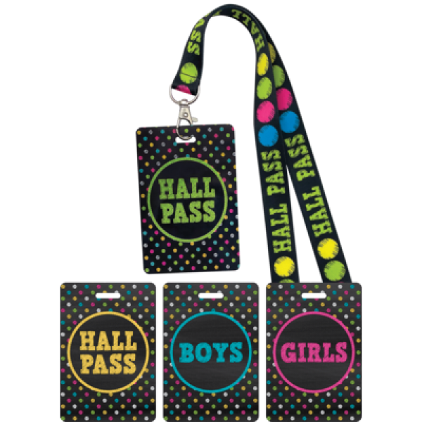 HALL PASS LANYARDS CHALKBOARD BRIGHTS