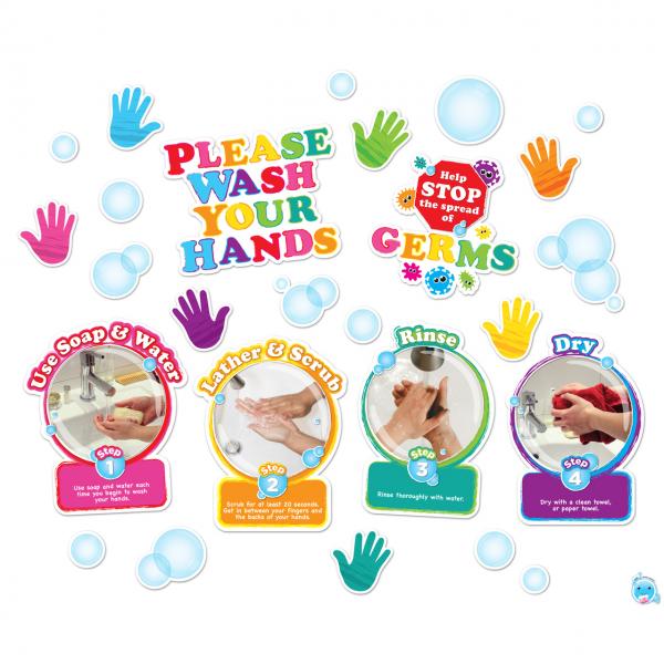 (SALE) SMART POLY MINI BULLETIN BOARD SET: PLEASE WASH YOUR HANDS