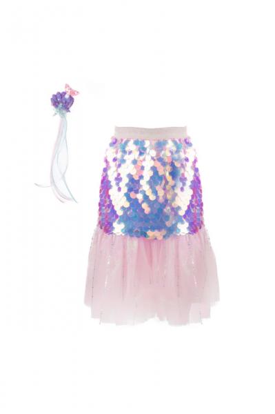 BLING BLING MERMAID SKIRT & HAIRCLIP SET PINK SIZE 4-6