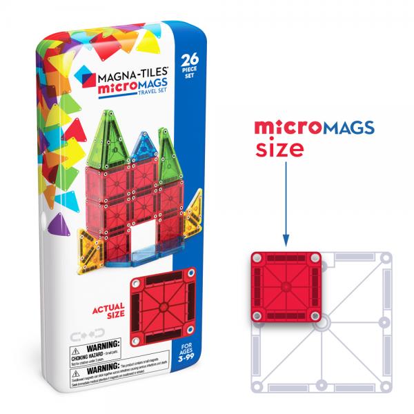 MAGNA-TILES MICROMAGS TRAVEL SET BOLD COLORS 26 PCS