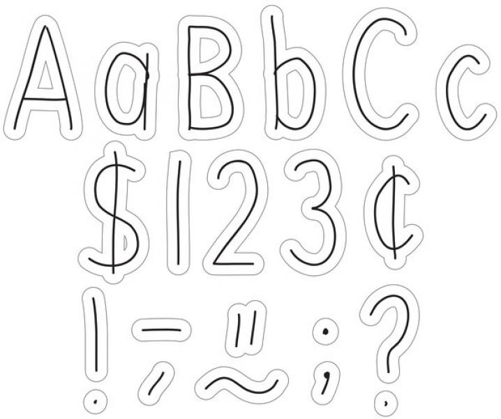 CUT-OUT LETTERS: HAND DRAWN BLACK ON WHITE 4"