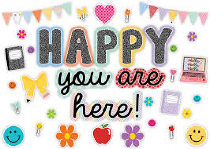 BULLETIN BOARD SET: COOL FOR SCHOOL HAPPY YOU ARE HERE