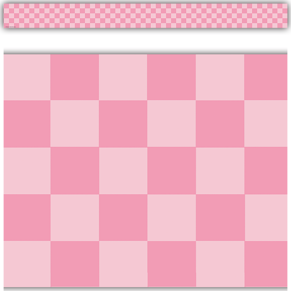 BORDER: COOL FOR SCHOOL PINK CHECKERS