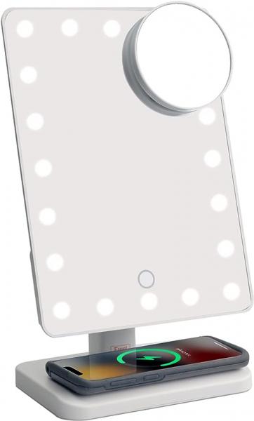 GLAM STUDIO VANITY MIRROR WITH BLUETOOTH SPEAKER AND WIRELESS CHARGER