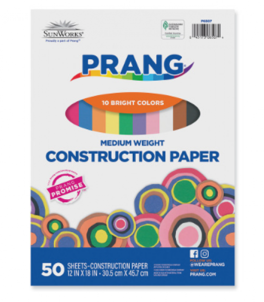 CONSTRUCTION PAPER: 12"X18" ASSORTED COLORS