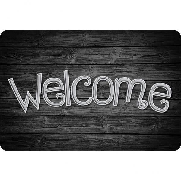 WELCOME MAT: WELCOME BLACK WOOD 15.5" x 23.5"