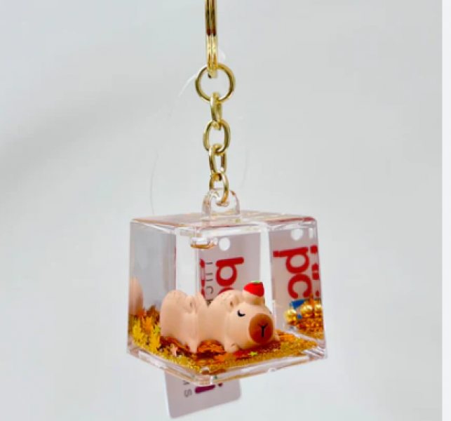 CAPYBARA GOLD CUBE FLOATY KEYCHAIN