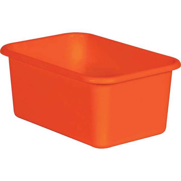 SMALL PLASTIC STORAGE BIN: ORANGE