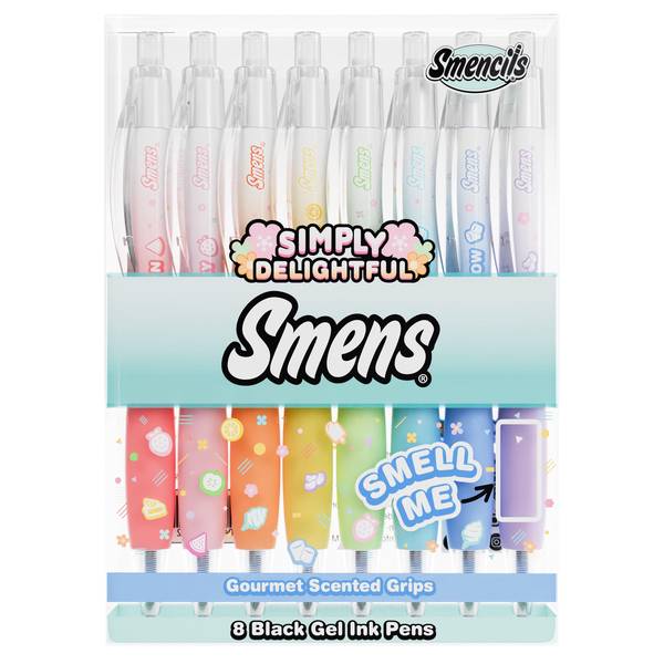 SIMPLY DELIGHTFUL SMENS SET OF 8 BLACK GEL INK PENS