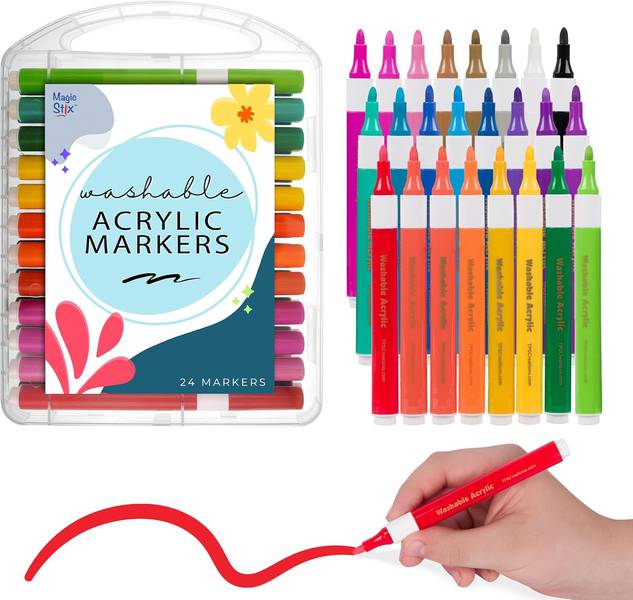 WASHABLE ACRYLIC MARKERS DOUBLE ENDED 24 PC