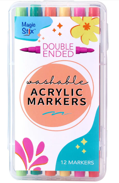 WASHABLE ACRYLIC DUAL END MARKERS 12 PC