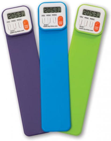 BOOKMARKS: MARK-MY-TIME DIGITAL IN BLUE, GREEN, OR PURPLE