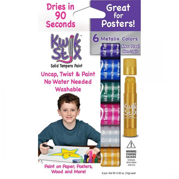 KWIK STIX SOLID TEMPERA PAINT METALIX 6PK