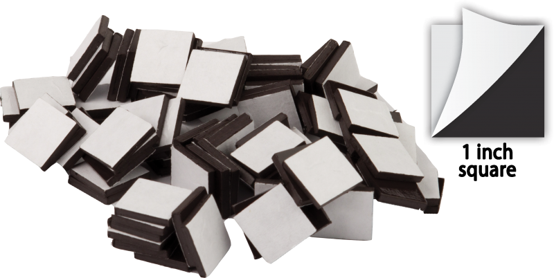 ADHESIVE MAGNETIC SQUARES: 1" 5O COUNT