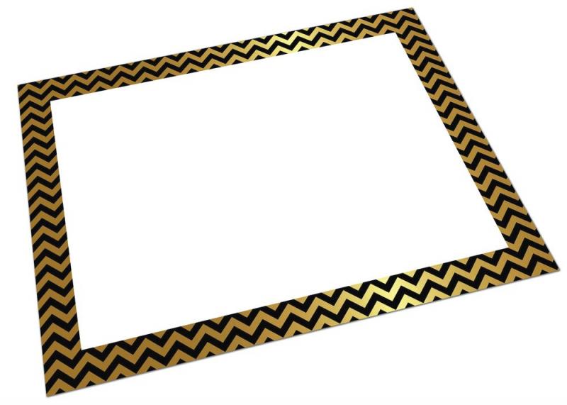 POSTER BOARD: WHITE DECORATIVE WITH FOIL CHEVRON BORDER