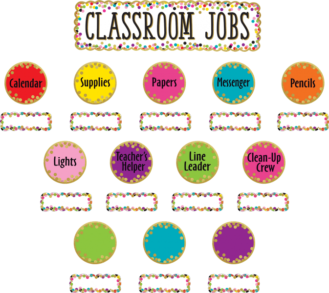 MINI BULLETIN BOARD SET: CLASSROOM JOBS CONFETTI