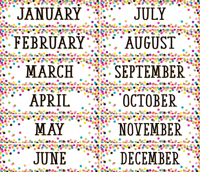 MINI BULLETIN BOARD SET: MONTHS CONFETTI