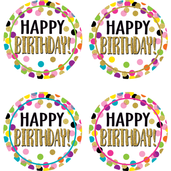 WEAR 'EM BADGES: HAPPY BIRTHDAY CONFETTI
