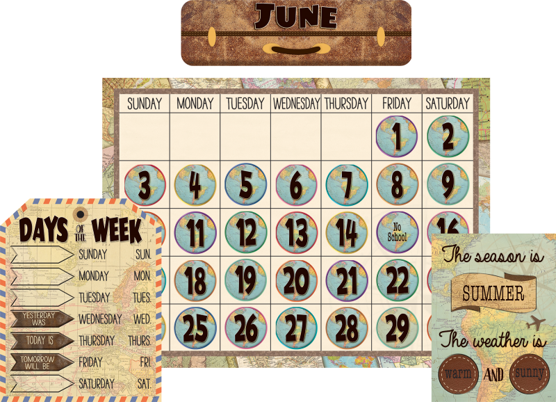 BULLETIN BOARD SET: TRAVEL THE MAP CALENDAR