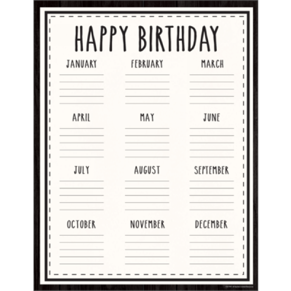 CHART: HAPPY BIRTHDAY MODERN FARMHOUSE
