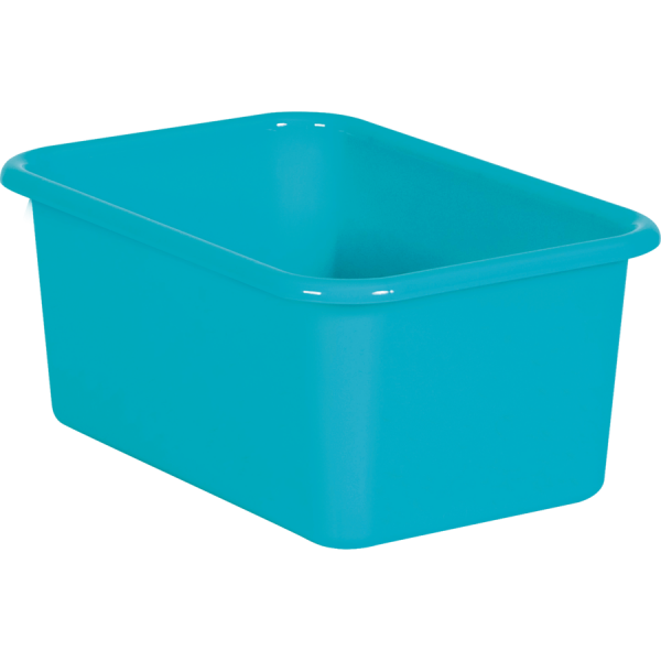 SMALL PLASTIC STORAGE BIN: TEAL
