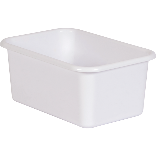 SMALL PLASTIC STORAGE BIN: WHITE