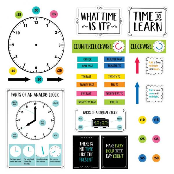 BULLETIN BOARD SET: TELLING TIME CORE DECOR