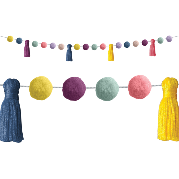 POM-POMS AND TASSELS GARLAND OH HAPPY DAY