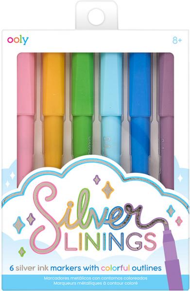 SILVER LININGS MARKERS WITH OUTLINES SET OF 6