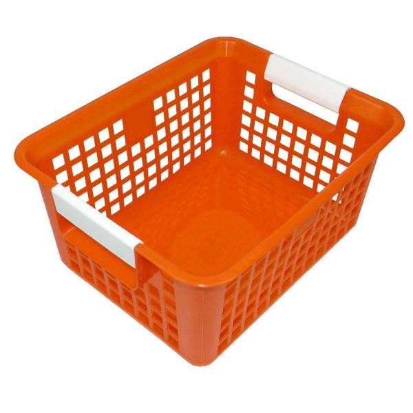 TATTLE BOOK BASKET W/LABLE HOLDER: ORANGE